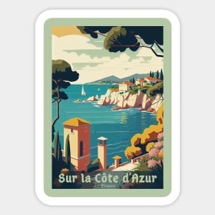 Cote d Azur vintage travel poster Sticker